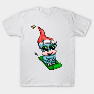 Christmas colored funny bulls. T-Shirt